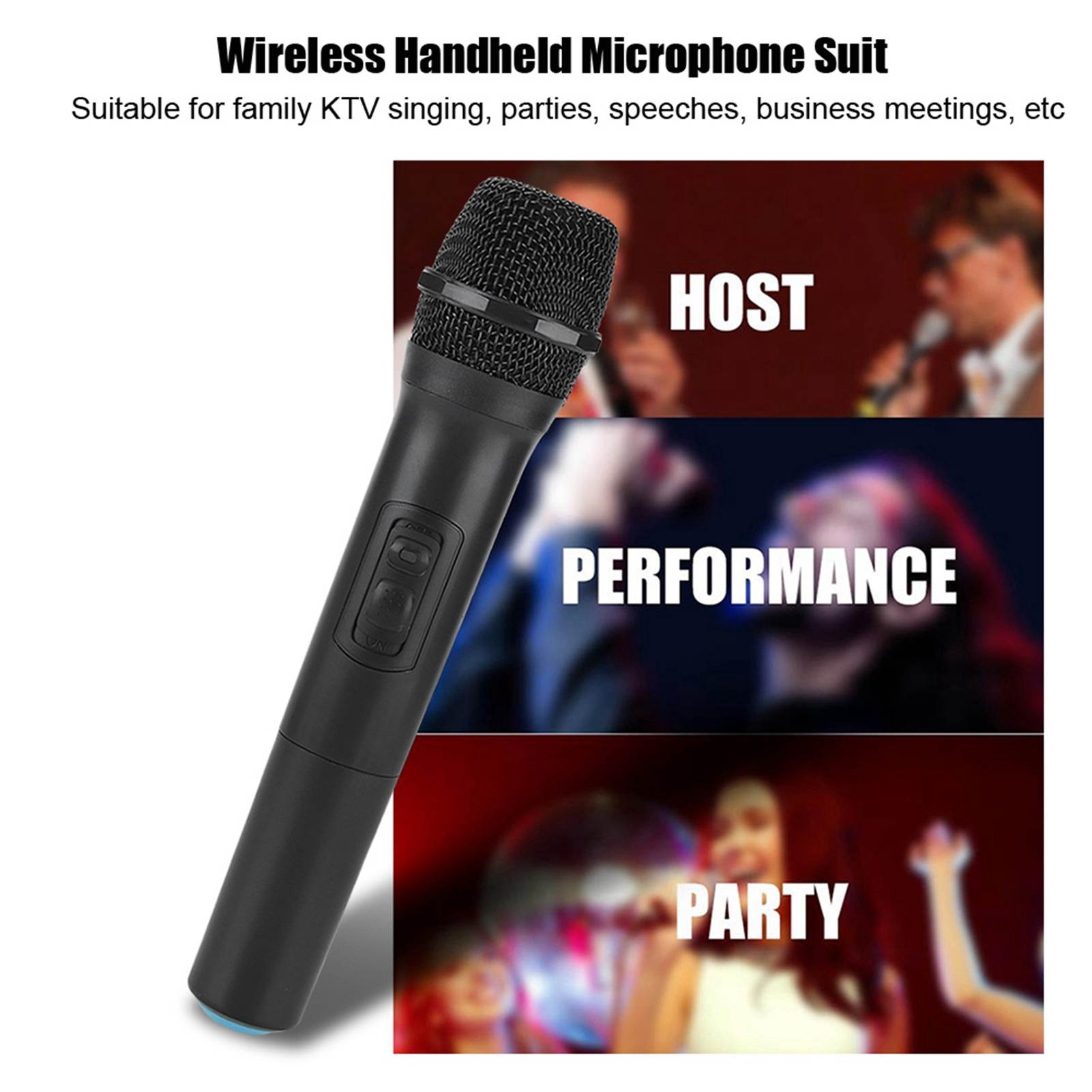 Universal VHF Wireless Handheld Microphone with Receiver/Antenna for Karaoke/Business Meeting