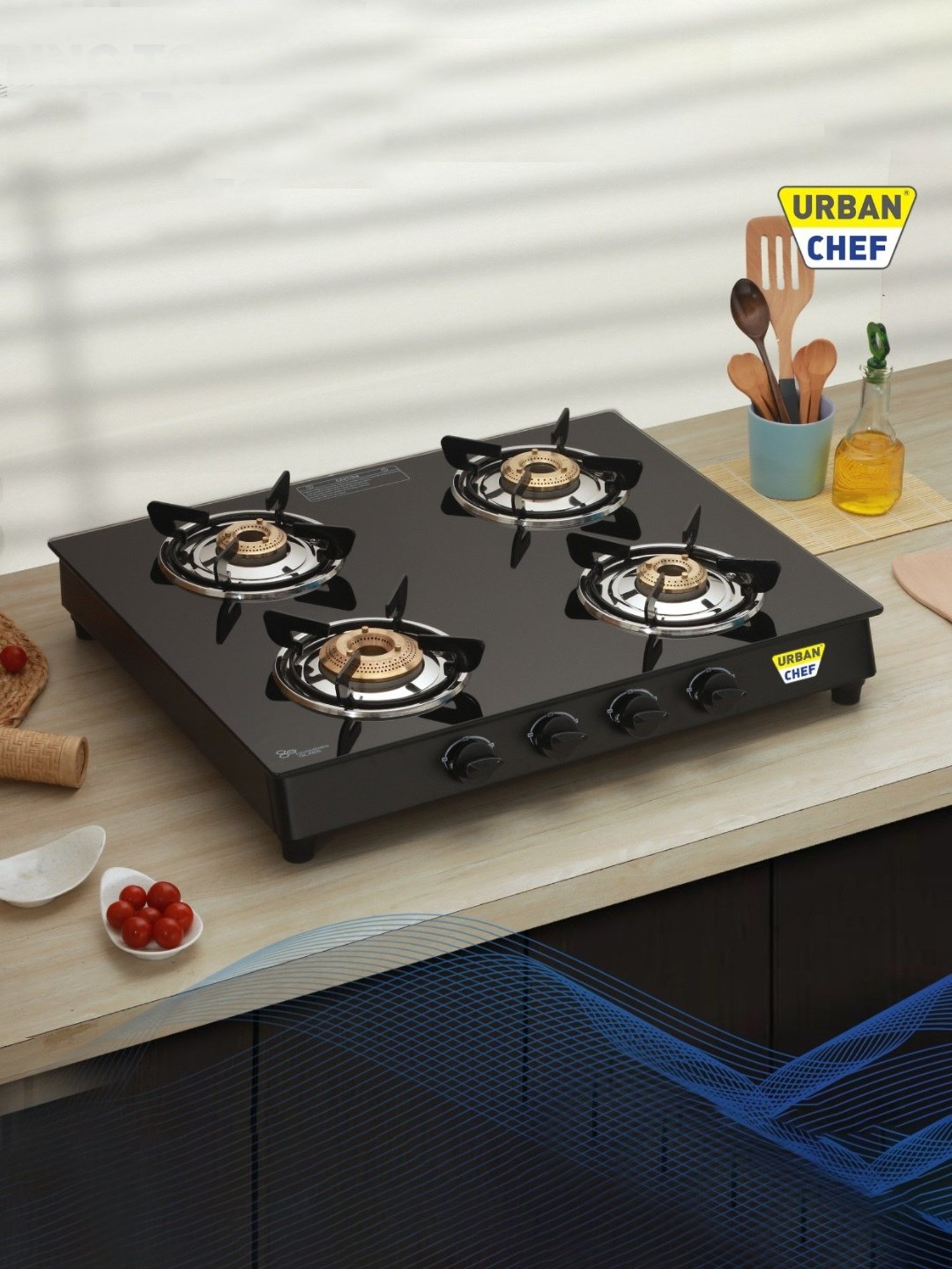 Urban Chef Gas Stove with 4 burners ( Black )