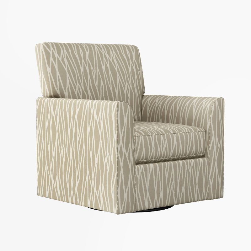 Pascal Modern Half Round Arm Swivel Club Chair Modern Geometric Print Tan - Handy Living