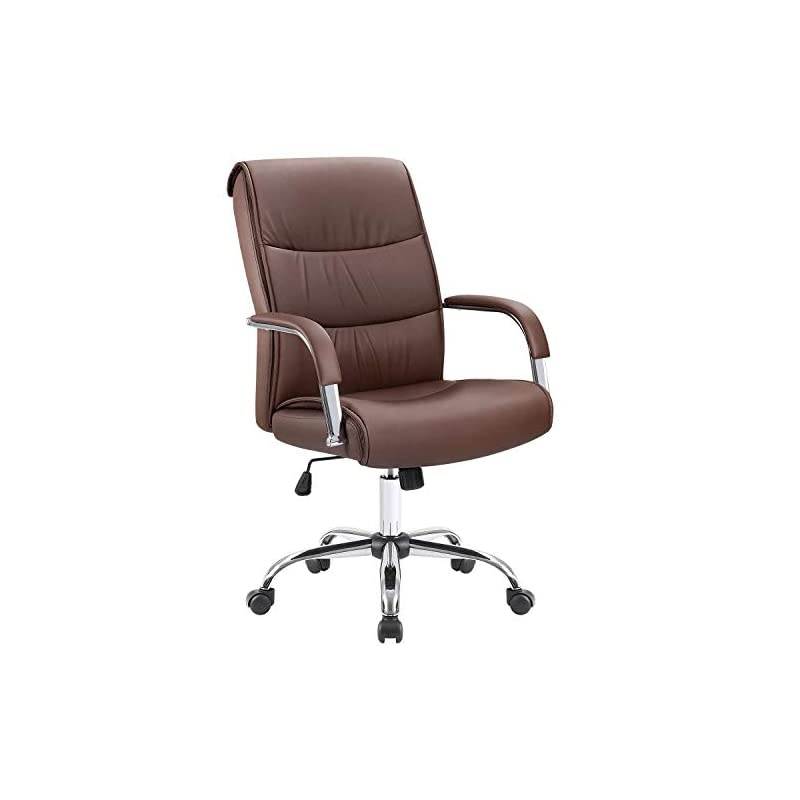High Back Office Desk Chair Conference Leather Executive with Padded Armrests, Adjustable Ergonomic Swivel Task Chair with Lumbar Support (White)