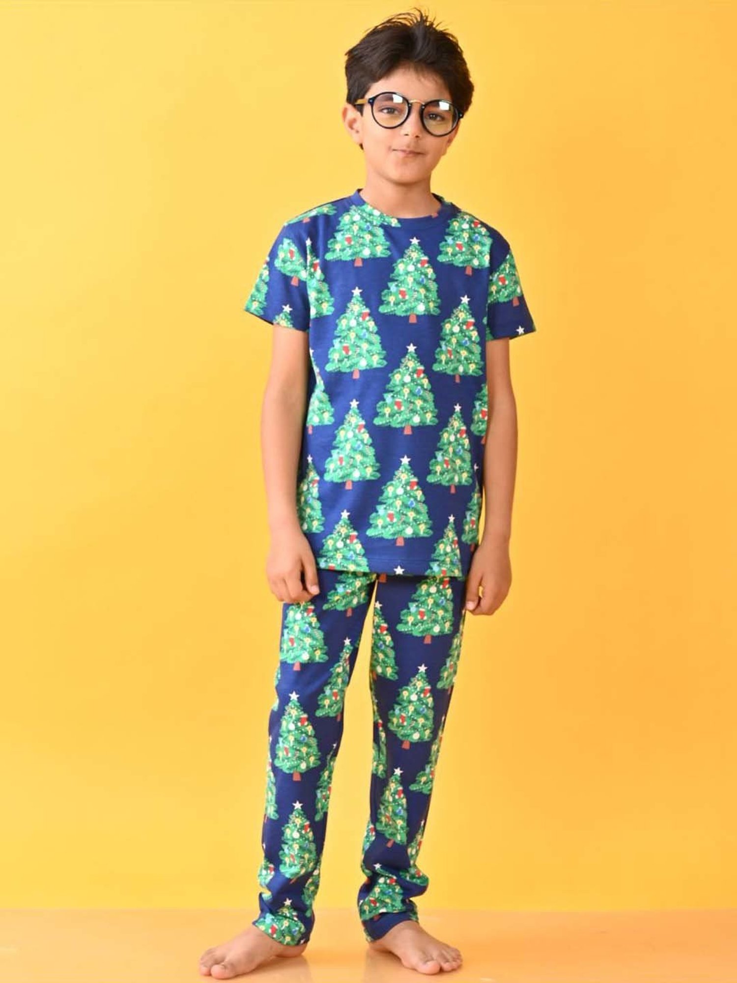 Anthrilo Kids blue Cotton Printed T-Shirt & Trouser