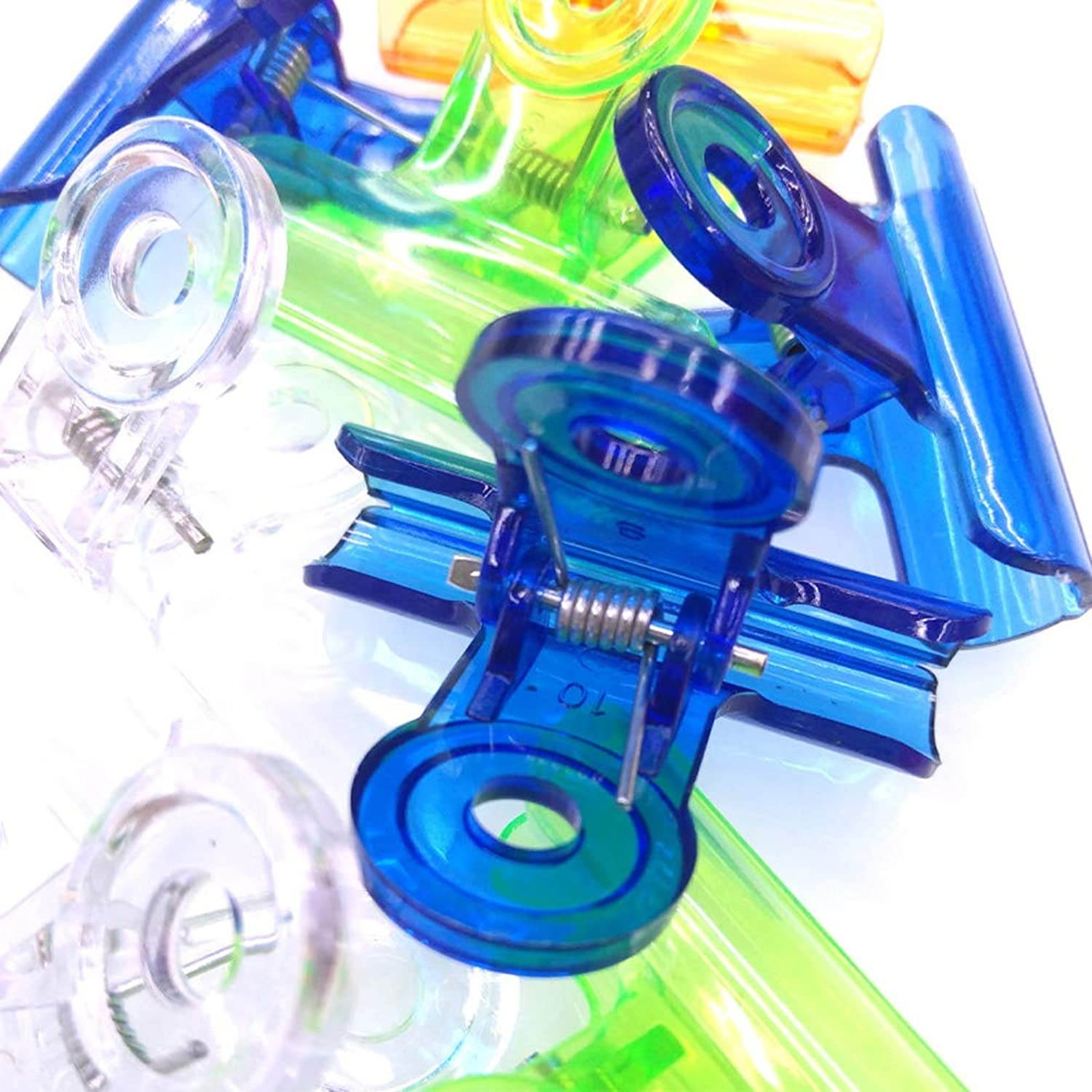 12 Pcs Translucent Plastic Clip Bulldog Binder Paper Clamps for Home Office School Shop Supplies for File Picture Photo Food Bags, 2 Inch