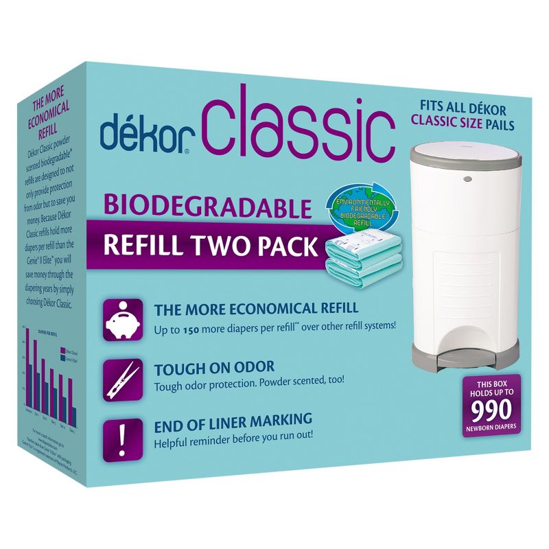 Dekor Classic Diaper Pail Biodegradable Refills - 2pk