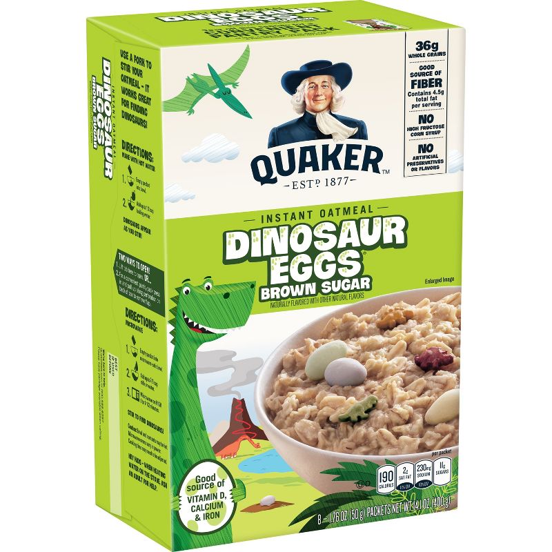 Quaker Instant Oatmeal Dinosaur Eggs Brown Sugar - 8ct