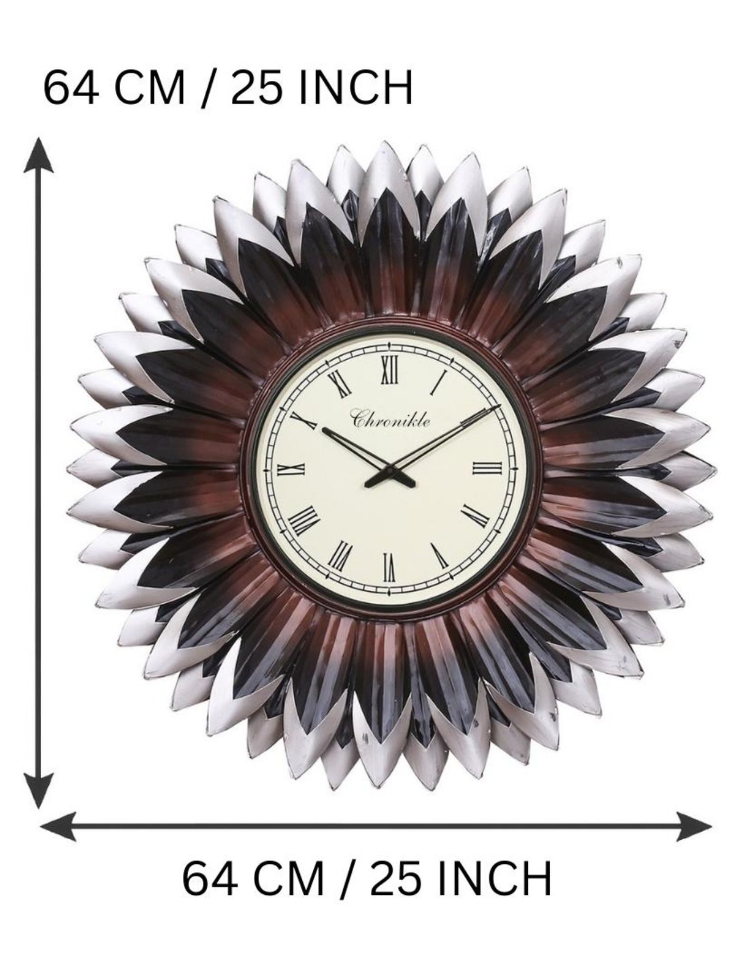 CHRONIKLE Floral Design Multicolor Iron Roman Number Analog Wall Clock