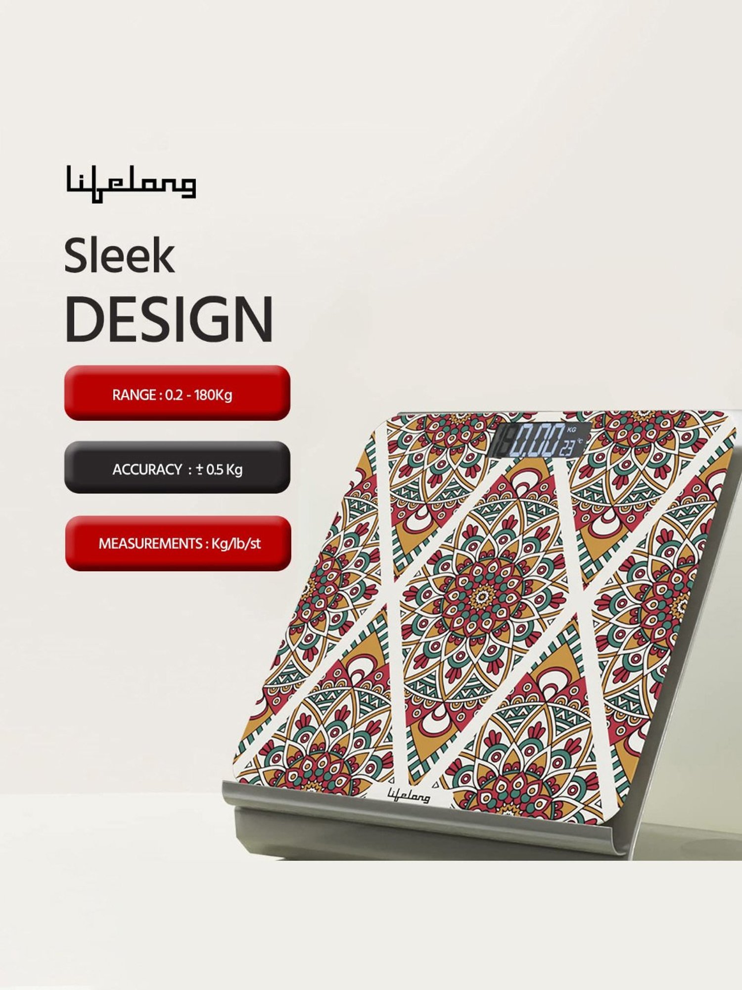 Lifelong LLWS54 Digital Weight Machine for Body Weight with LCD Display (Multicolor)