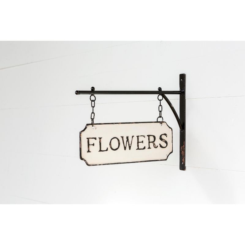 Park Hill Collection Metal Flower Sign with Hanging Display Bar