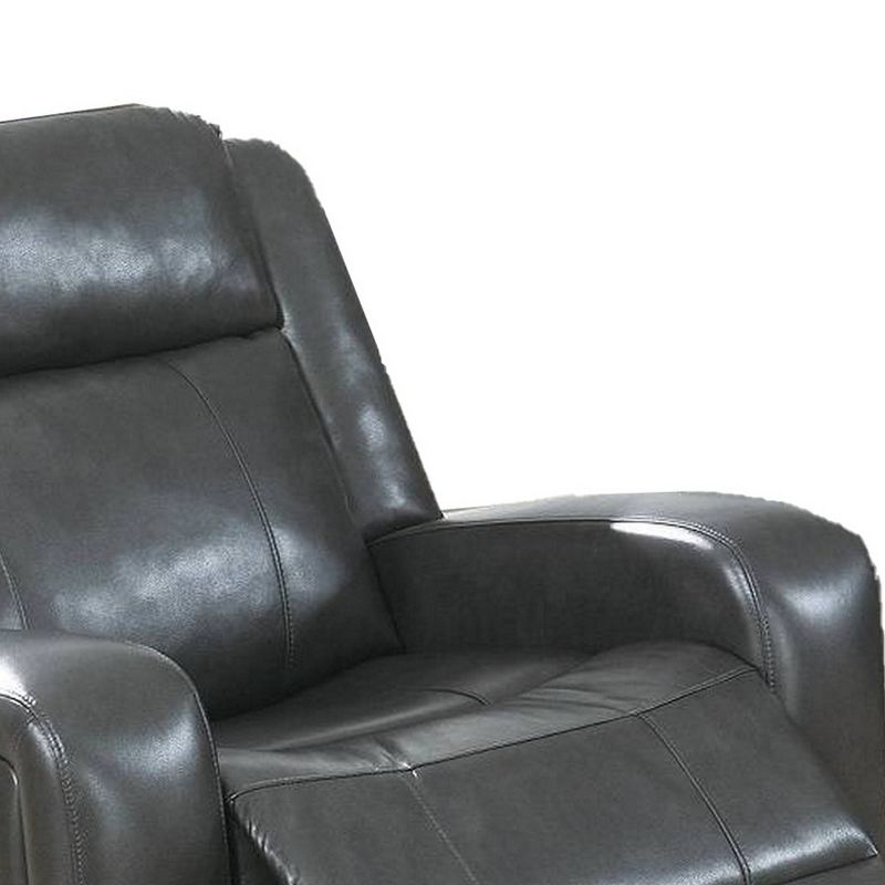 Upholstered Manual Recliner with USB Port and Pillow Backrest Black - Benzara
