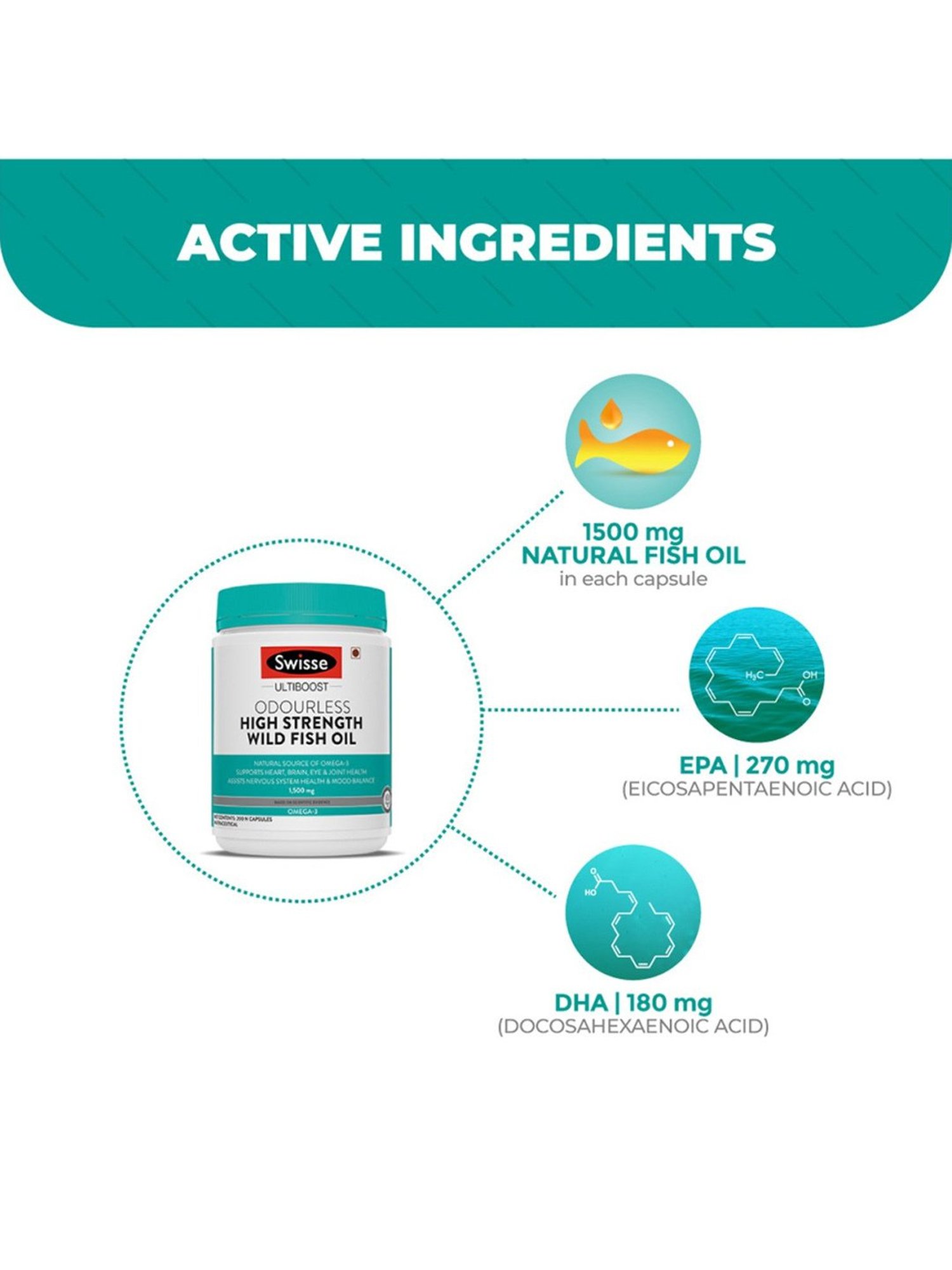 Swisse Ultiboost Odourless High Strength Wild Fish Oil - 200 Tablets