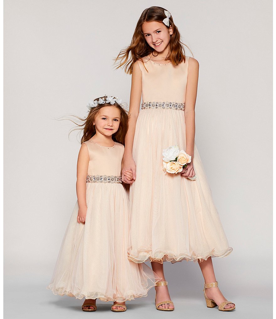 Us Angels Big Girls 6-14 Cap-Sleeve Lace Beaded Mesh Communion Dress