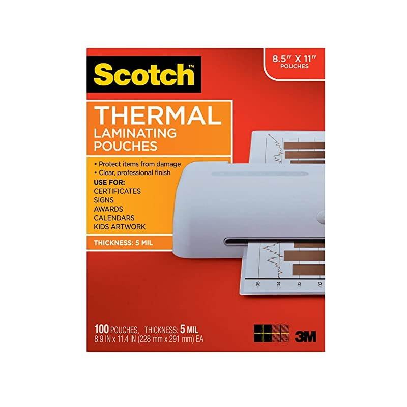 Thermal Laminating Pouches, 5 Mil Thick for Extra Protection, 100-Pack, 8.9 x 11.4 inches, Letter Size Sheets, Clear (TP5854-100)