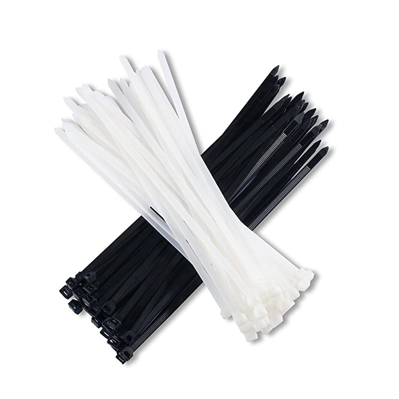 18quot Heavy Duty Cable Zip Ties Ultra Strong 175 LB Tensile Strength Industrial Grade Wire Straps 50 Pcs Black amp 50 Pcs White Total 100 Piece