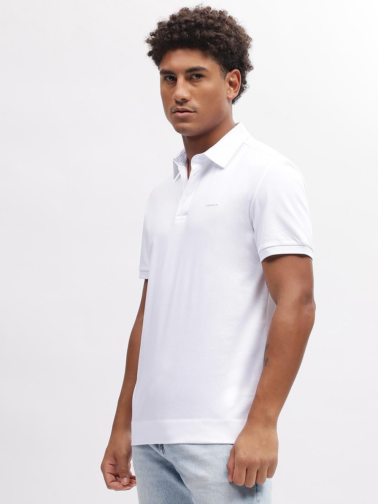 GANT Solid Polo Neck Slim Fit T-Shirt