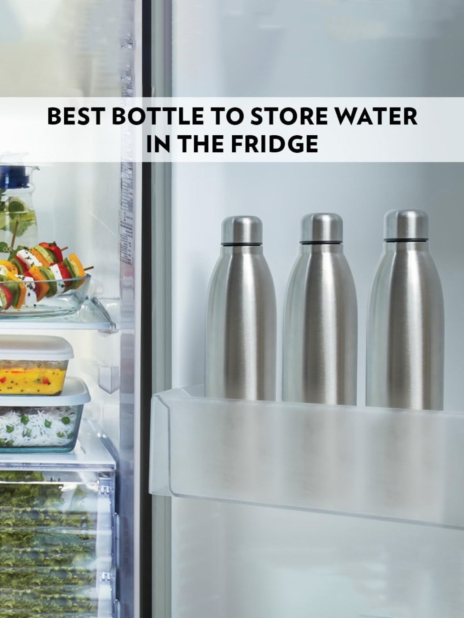 Borosil Water Bottle with Leak-Proof Set of 2 (Silver, 950 ml)