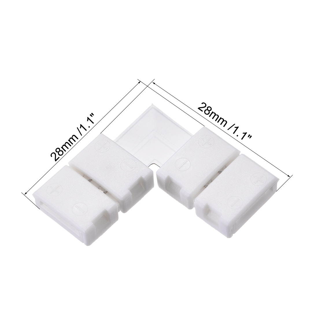 8mm 2P L-shape LED Strip Connector Right Angle Corner Connectors for Single Color 3528 2 Conductor LED Strip Lights Strip to Strip 5Pcs