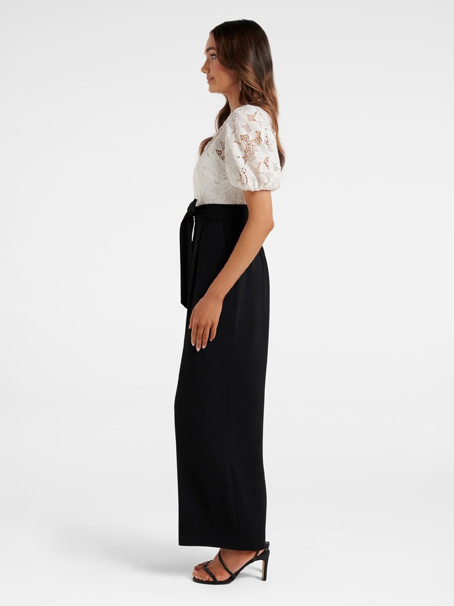 Forever New White & Black Lace Jumpsuit