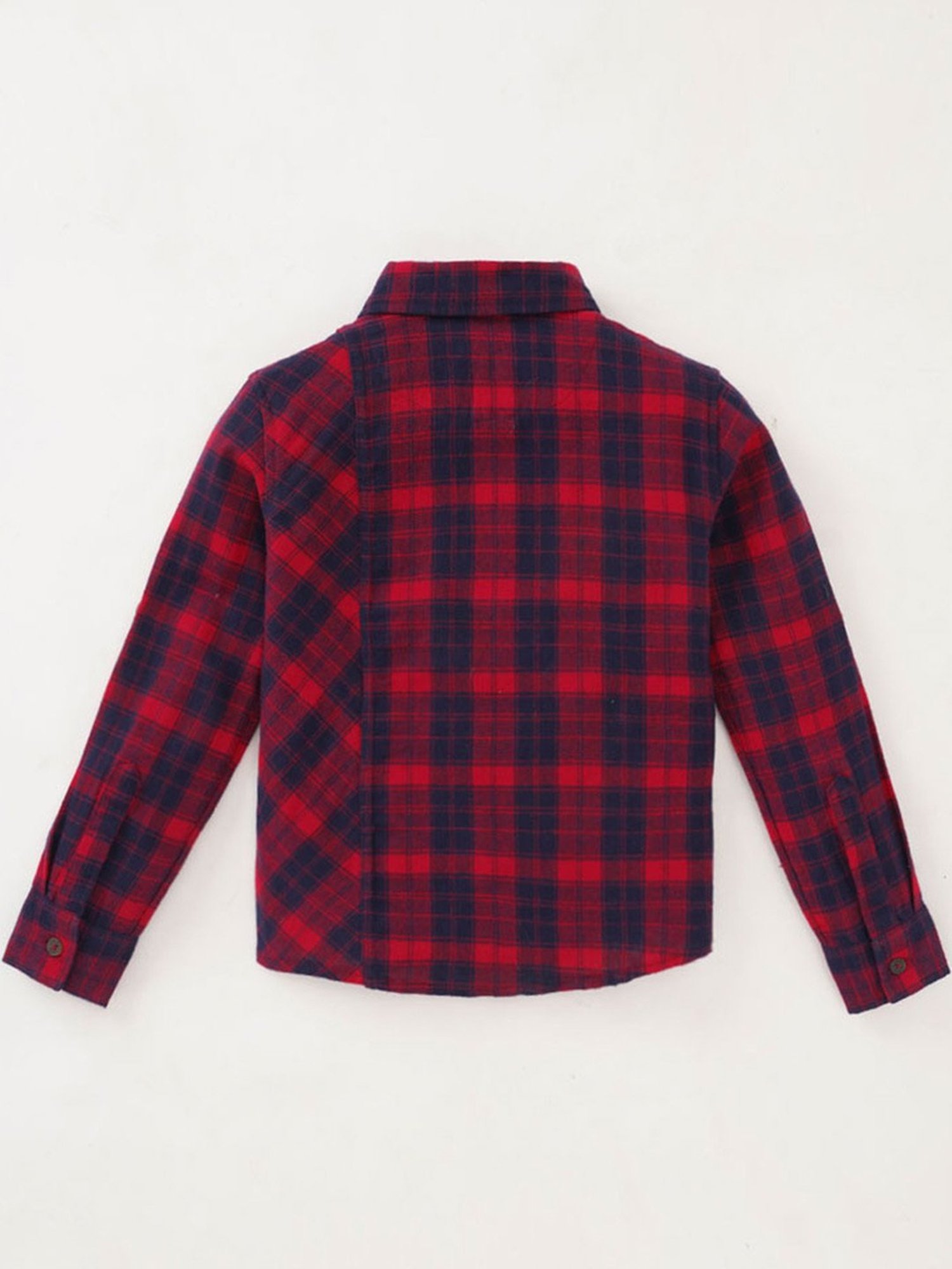 Ed-a-Mamma Kids Red & Blue Cotton Chequered Full Sleeves Shirt