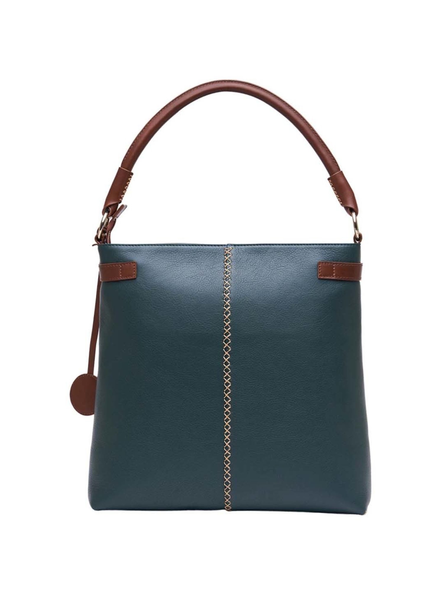 Tohl Teal Green Embroidered Medium Shoulder Handbag