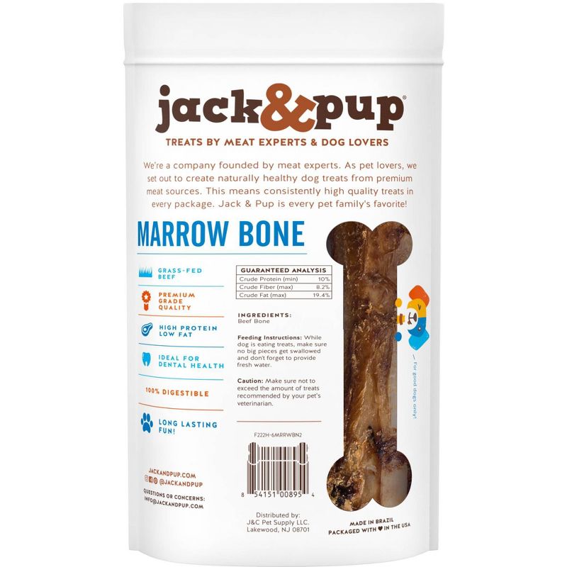 Jack & Pup 6" Marrow Bone Dog Treats - 2pk