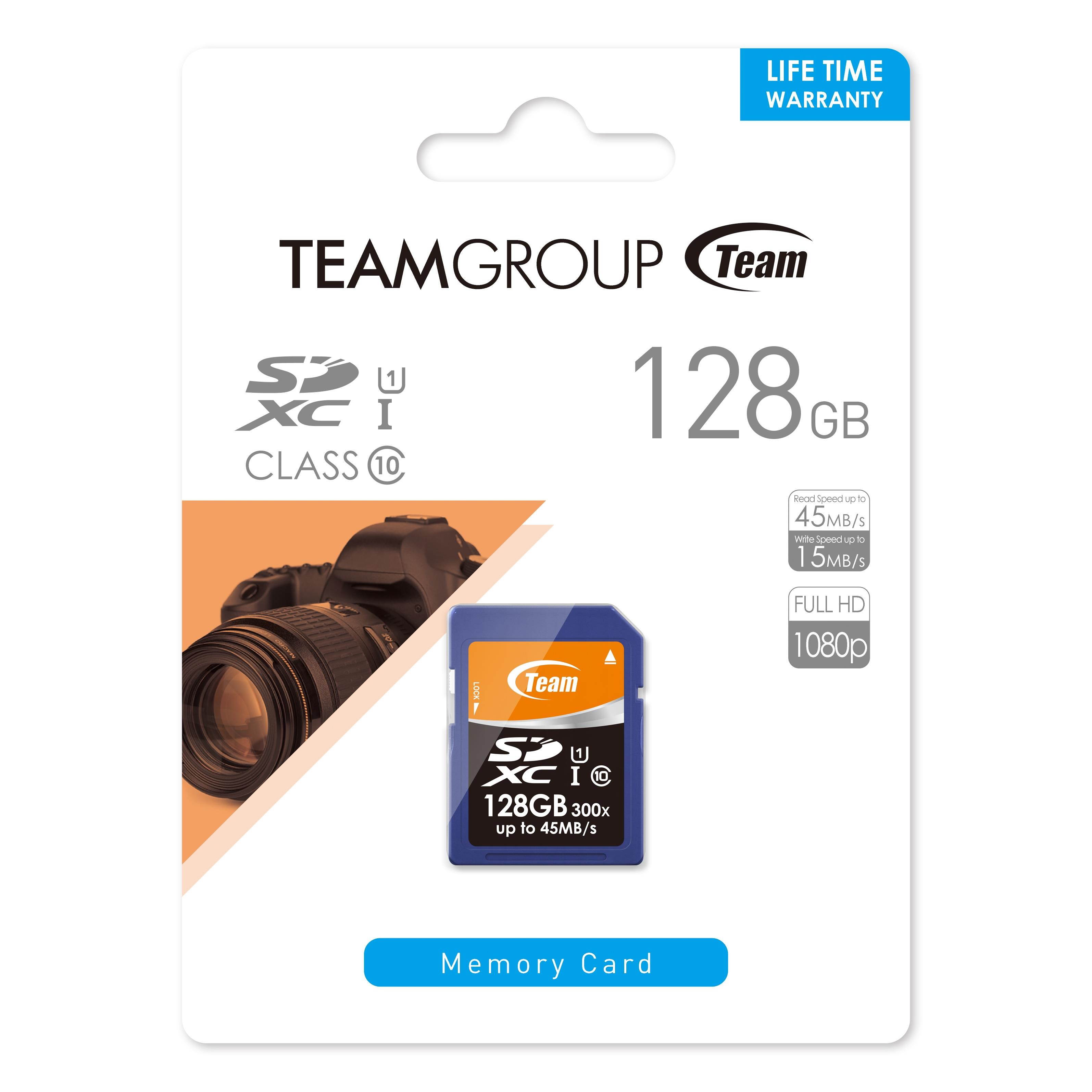 Team 128GB UHS-I SDXC CL10 Memory Card Model TSDXC128GUHS01