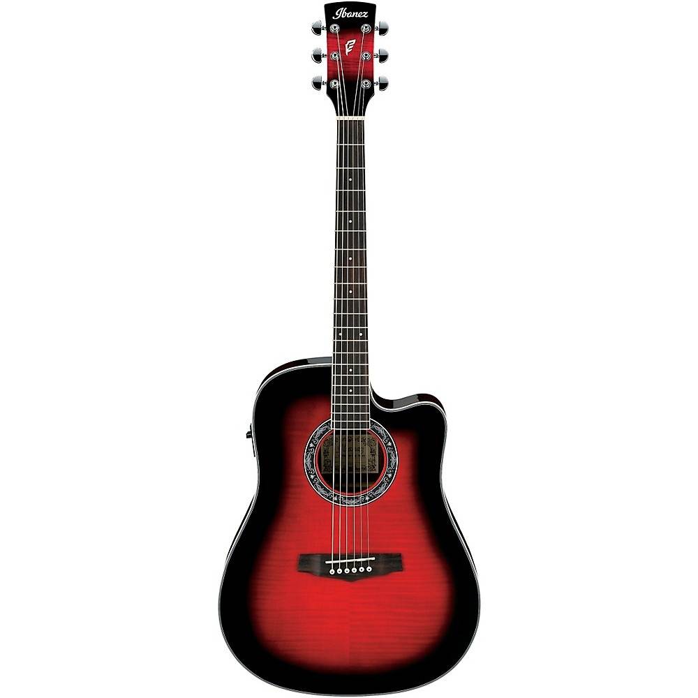 Ibanez PF28ECE Acoustic-Electric Guitar (Transparent Red Sunburst)