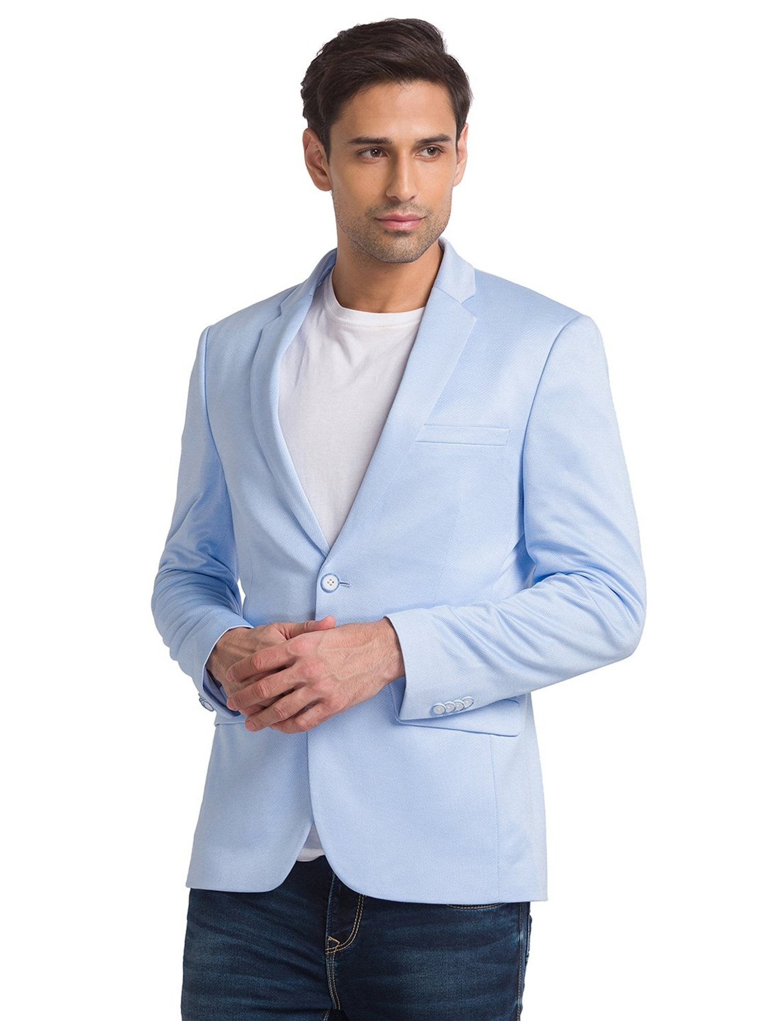 Park Avenue Blue Regular Fit Notched Lapel Blazer