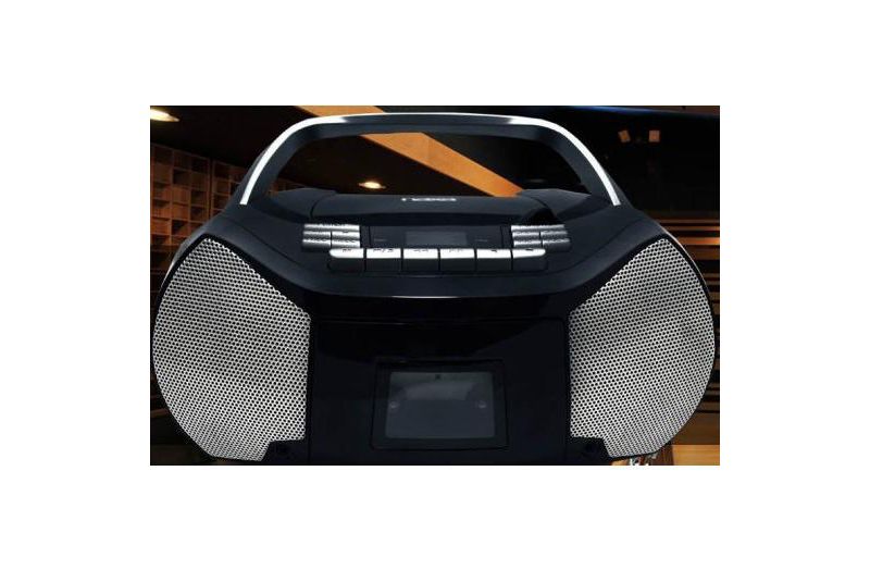 Naxa Portable CD/Cassette Boombox - 1 x Disc - 2.40 W - Silver, Black - CD-DA - Auxiliary Input