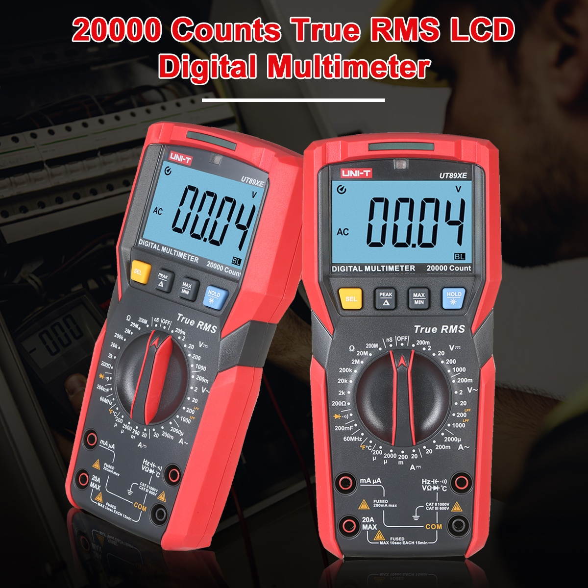 UNI-T UT89XE 2.8-inch LCD Digital Multimeter 20000 Counts True RMS Portable High Precision Universal Tester Voltmeter Ammeter LPF Ohm Volt Amp and Diode & Continuity Temperature Tester 1000V Voltage