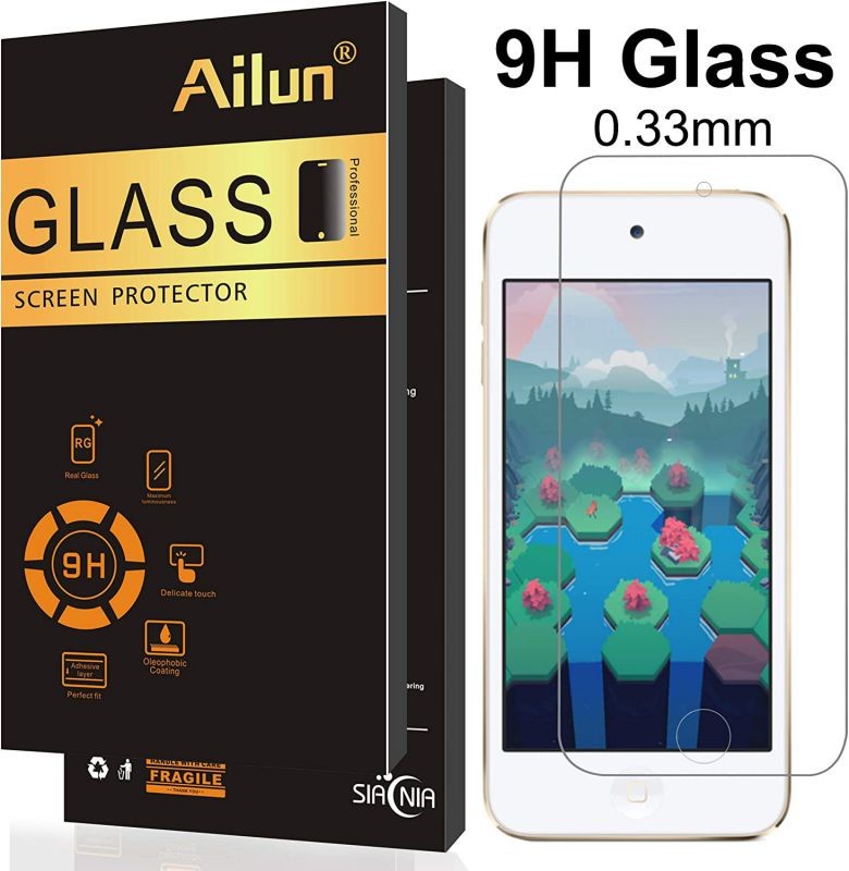 Ailun Screen Protector for iPod Touch 7 Touch 6 Touch 5 Curved Edge Tempered Glass 3Pack Compatible with iPod Touch 7th Generation 2019 Released 6th Generation 2015 Released 5th Generation Case Frien