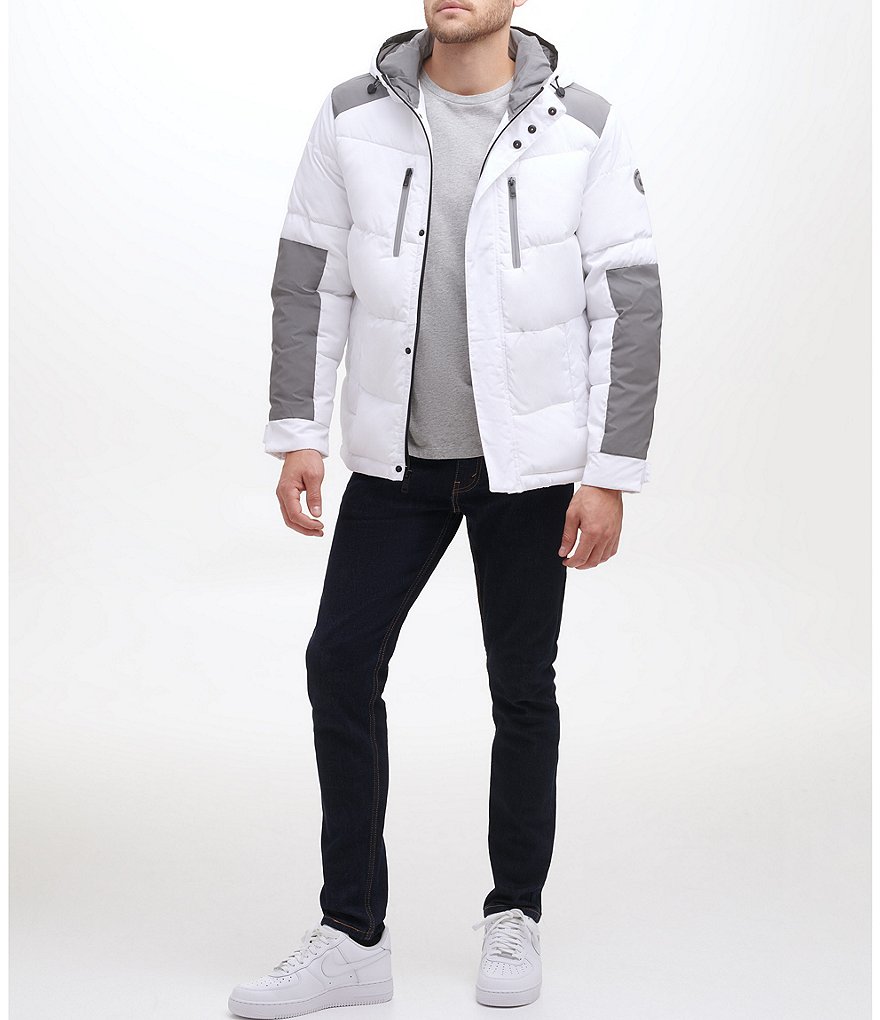 Kenneth Cole New York Long-Sleeve Mixed-Media Hooded Puffer Jacket