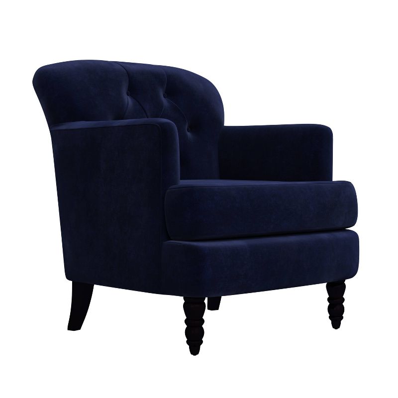 Suzanne Button Tufted Armchair Velvet Navy Blue - Handy Living
