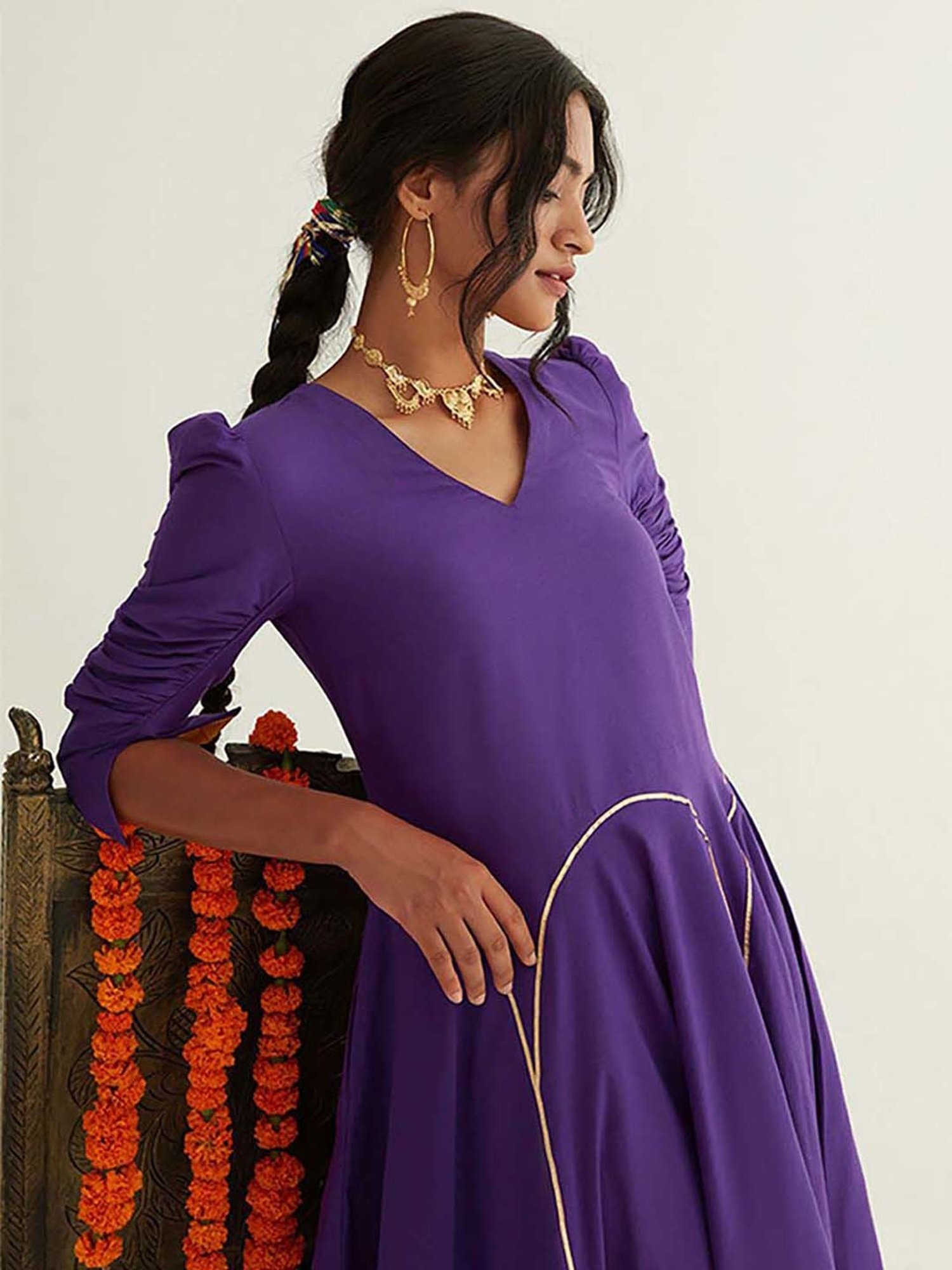 Abhishti Purple A-Line Dress
