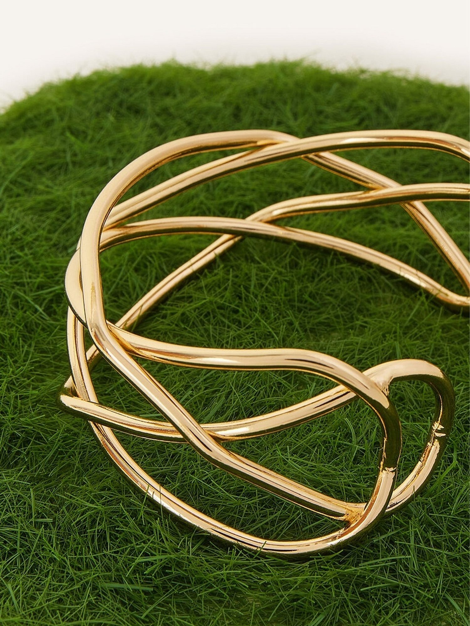 Accessorize London Gold Woven Metal Cuff Bracelet
