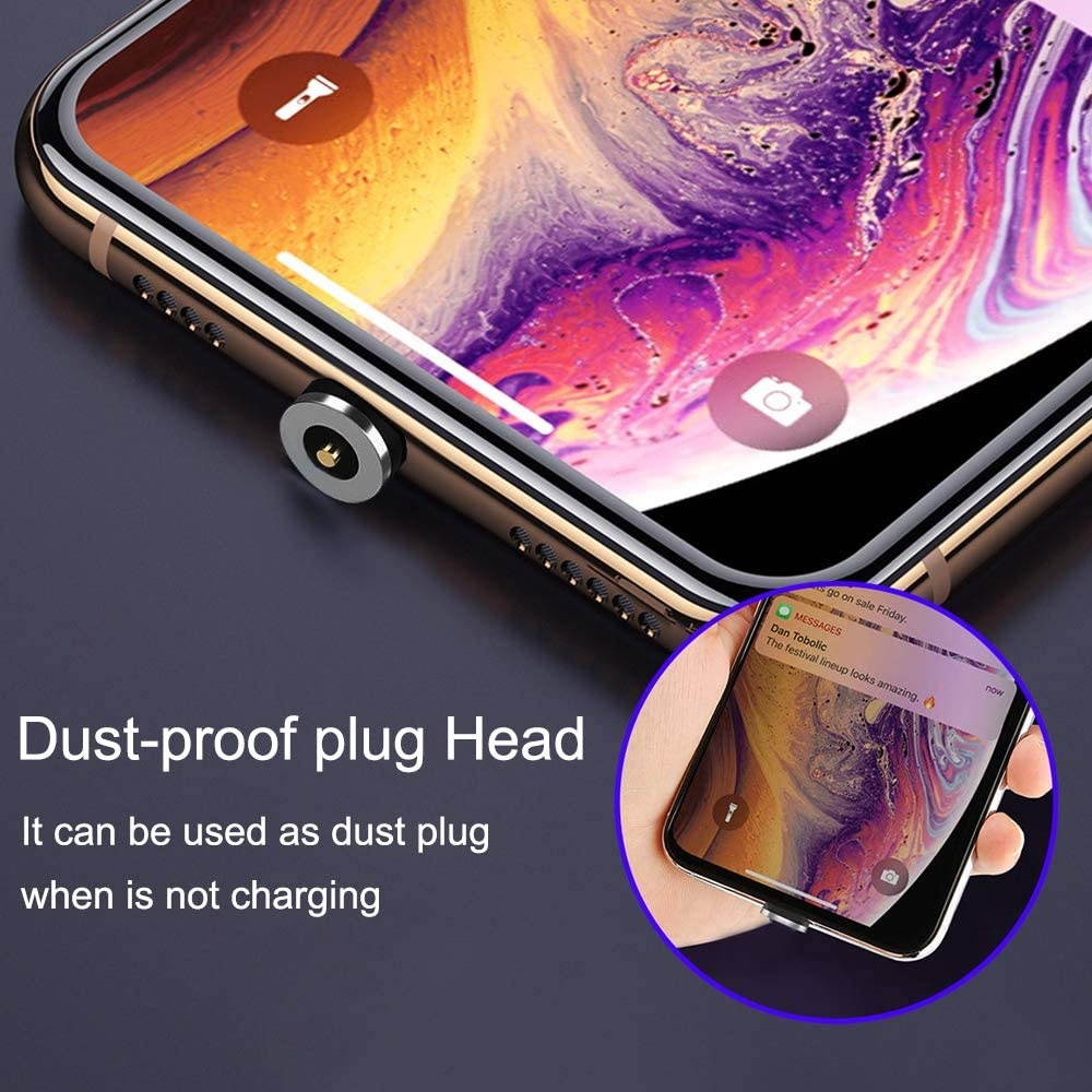 Magnetic Charging Cable 10ft [3-Pack] Melonboy 360&deg&180&deg Rotation Magnetic Phone Charger Cable Nylon Braided 3 in 1 Magnetic Cable Compatible with Micro USB Type C and iProduct - Black