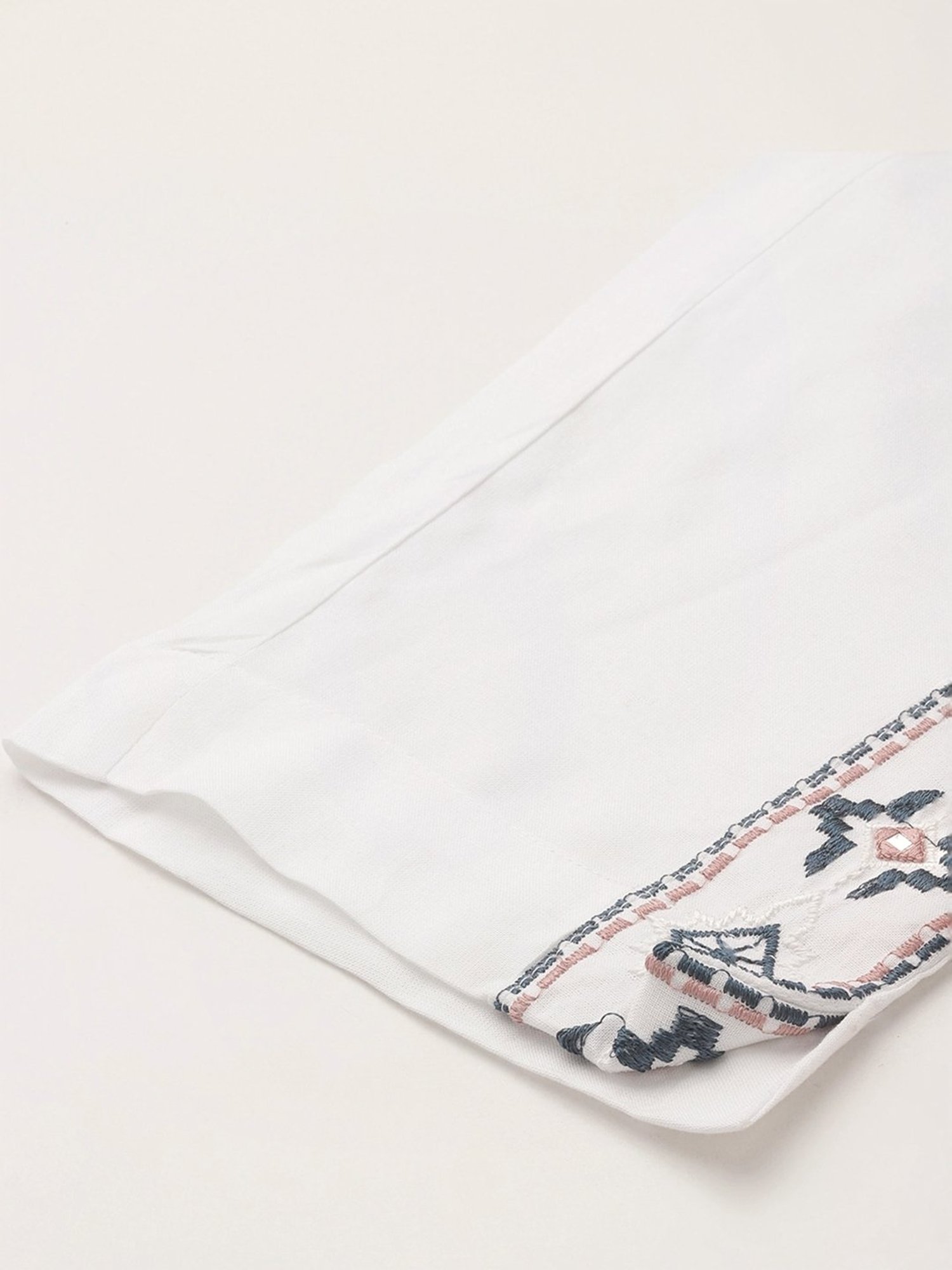 Indo Era White Embroidered Kurti Pant Set