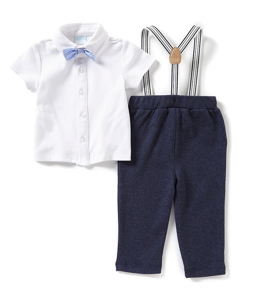 Edgehill Collection Baby Boys Newborn-9 Months Shirt & Cross Shortall Christening Set