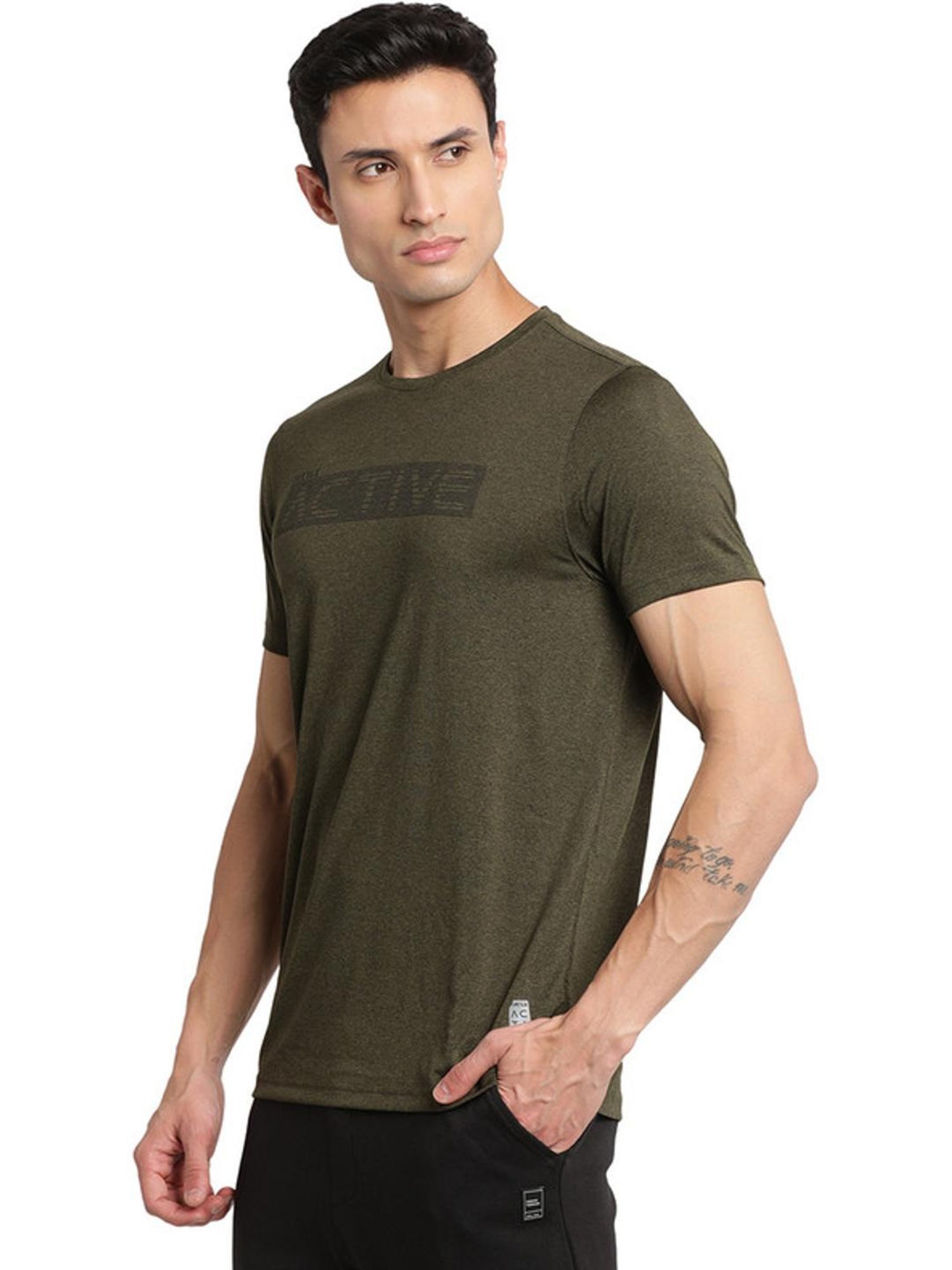Turtle Green Slim Fit Printed T-Shirts