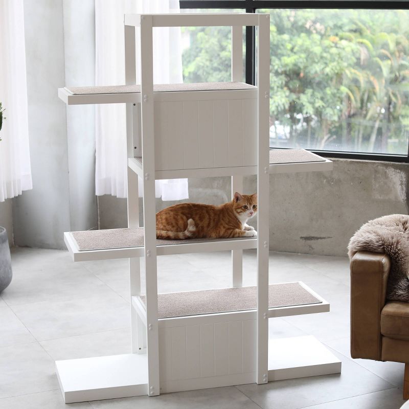 Merry Products Bookshelf Cat Tower - White