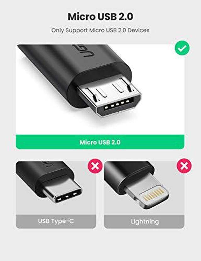 UGREEN Micro USB to USB, Micro USB 2.0 OTG Cable 2 Pack On The Go Adapter Micro USB Male to USB Female for Samsung S7 S6 Edge S4 S3, LG G4, DJI Spark Mavic Remote Controller, Android Tablets (Black)