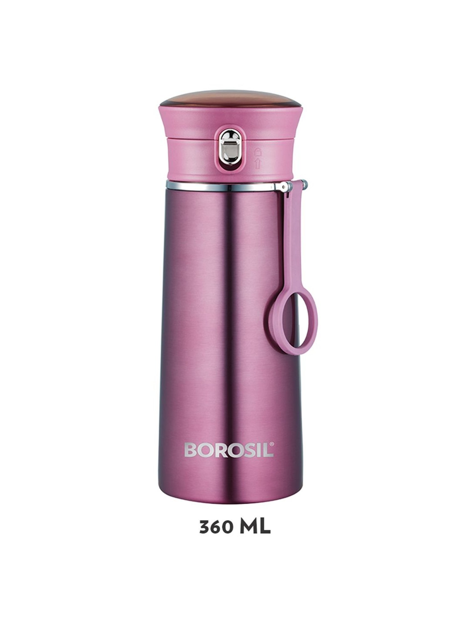 Borosil Purple Stainless Steel Hydra Travelease Vacuum Insulated Flask Water Bottle - 360 ml