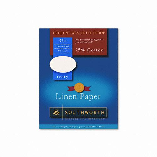 Southworth Company SOUJ568C Fine Linen Paper- 32 lb- 8-.50in.x11in.- 2- Ivory