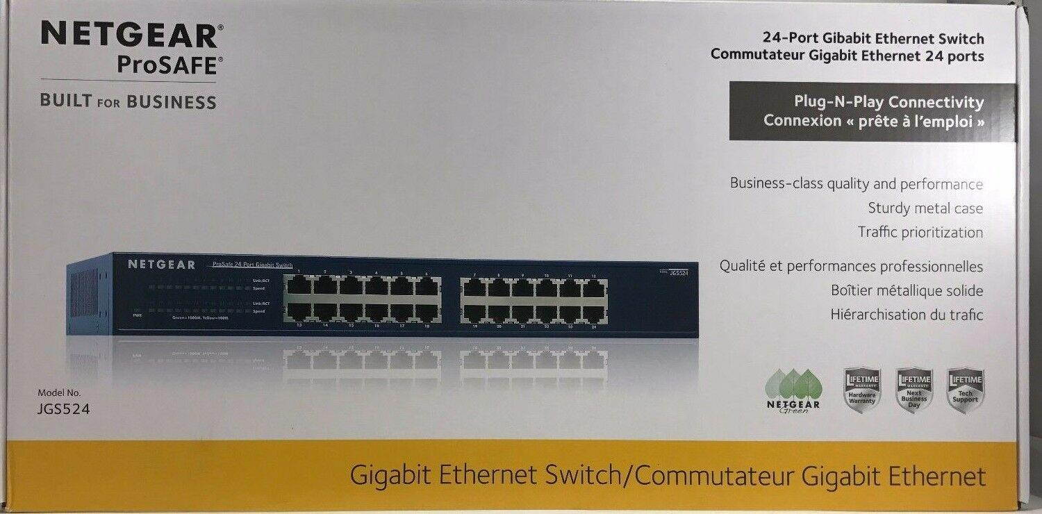 NETGEAR - JGS524NA - ProSAFE 24-Port Gigabit Rackmount Switch 10/100/1000 Mbps