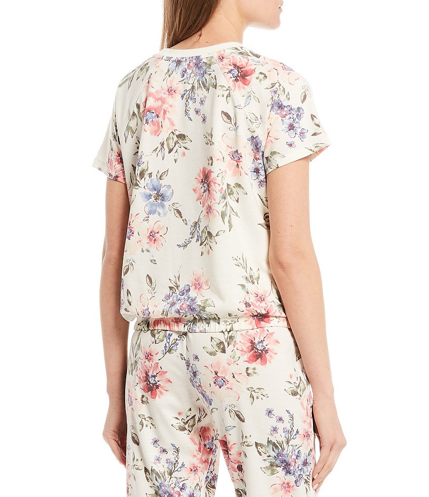 Honey & Sparkle Coordinating Floral Short-Sleeve Knit Top