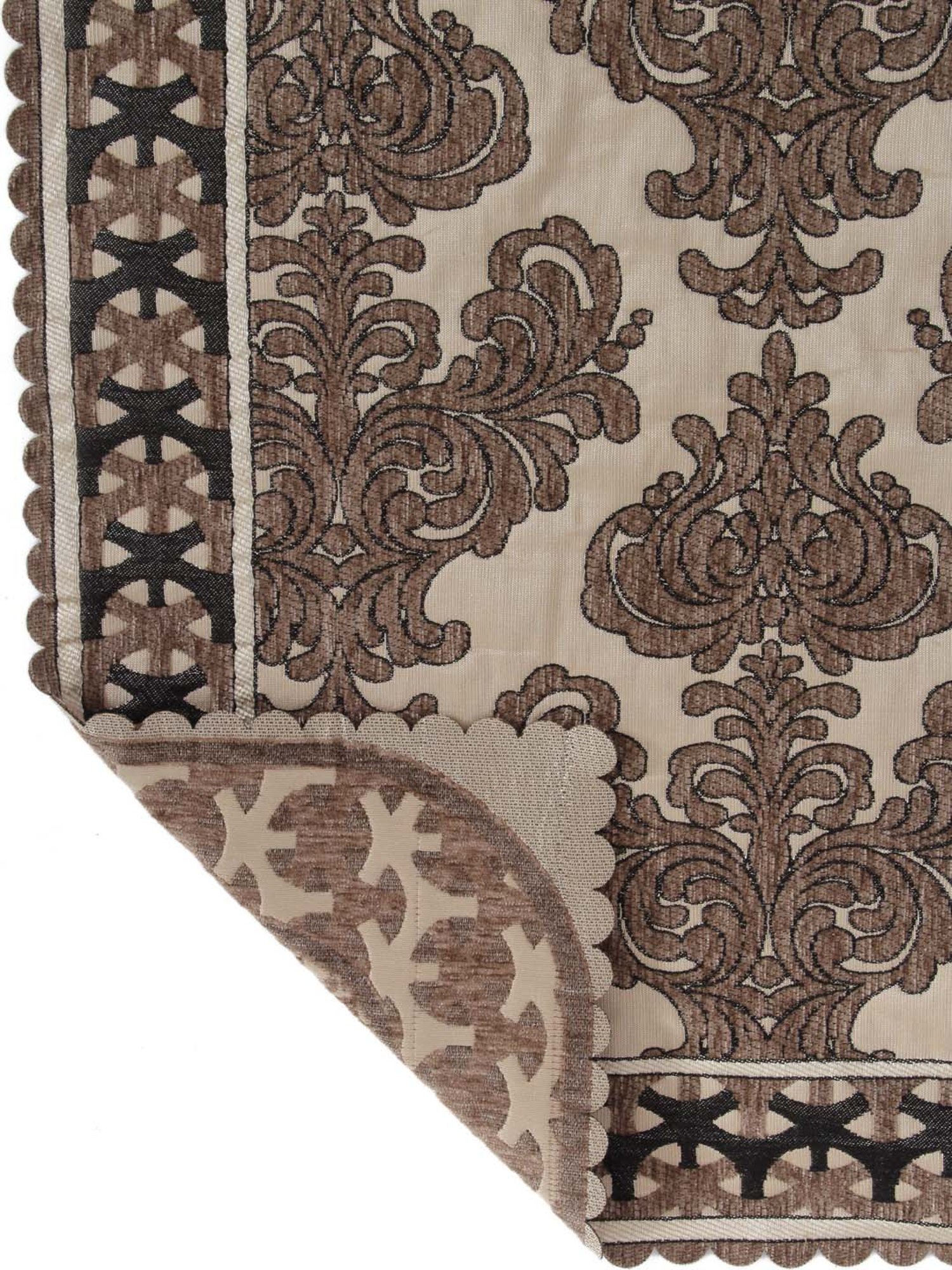 HOSTA HOMES Beige & Brown Velvet Sofa Cover With Arm Rest - Set of 16