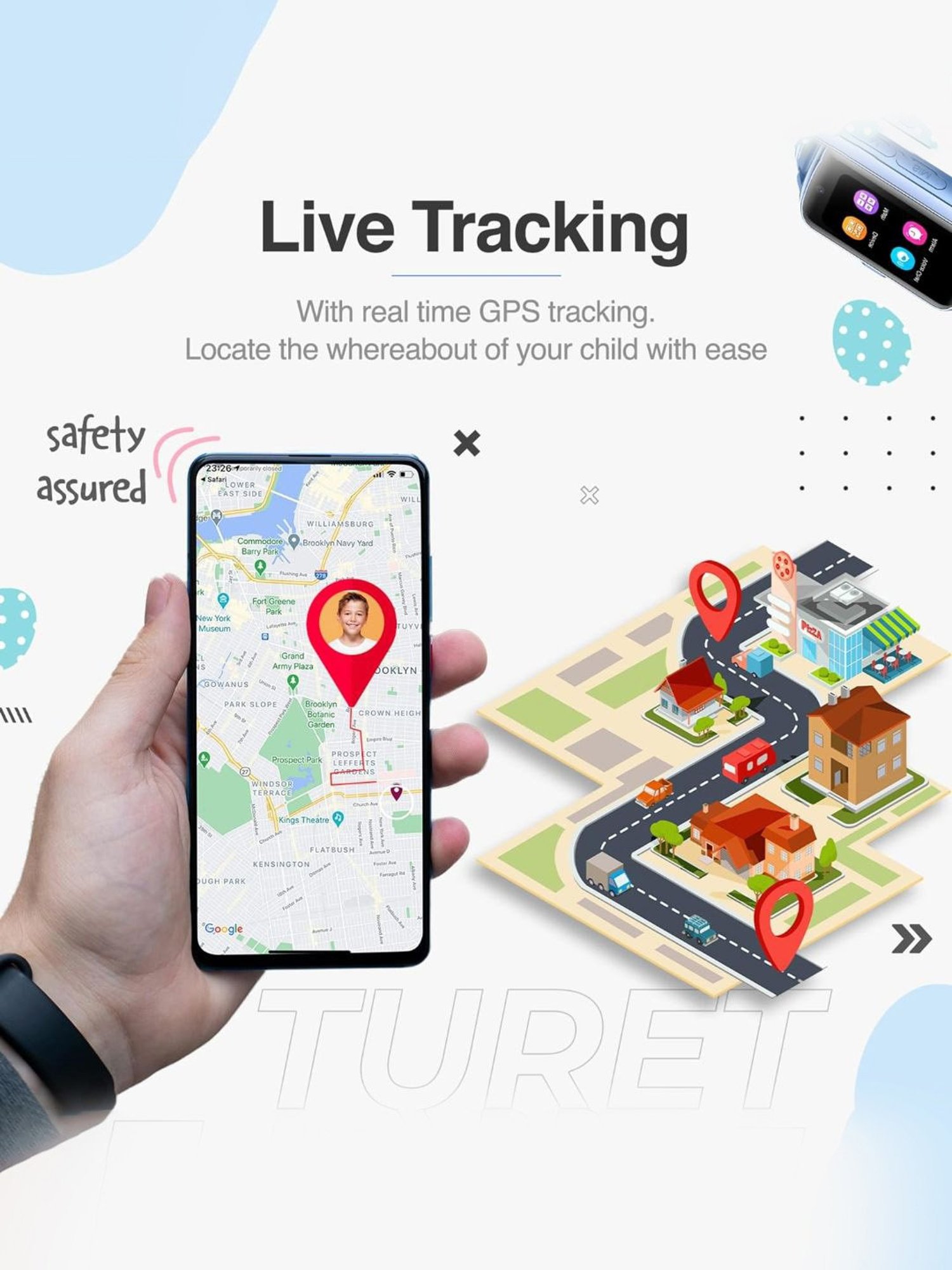 Turet Next Gen 4G Smartwatch for Kids with Camera, SOS, Video Calling, GPS Tracker (Blue)