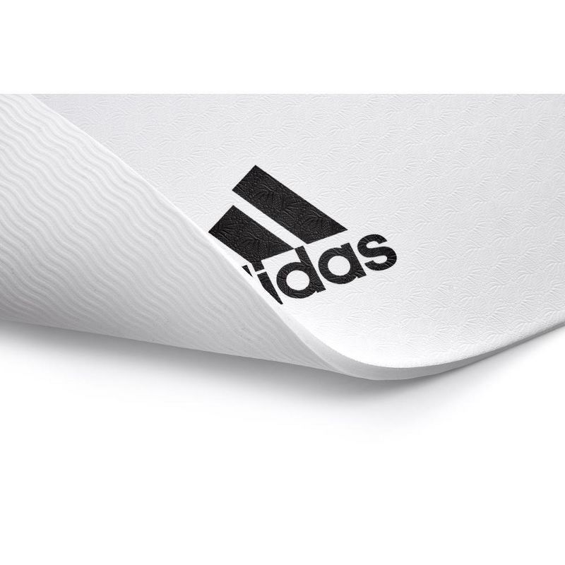 Adidas ADYG-10100WH Universal Exercise Roll Up Slip Resistant Fitness Pilates and Yoga Mat, 8mm Thick, White