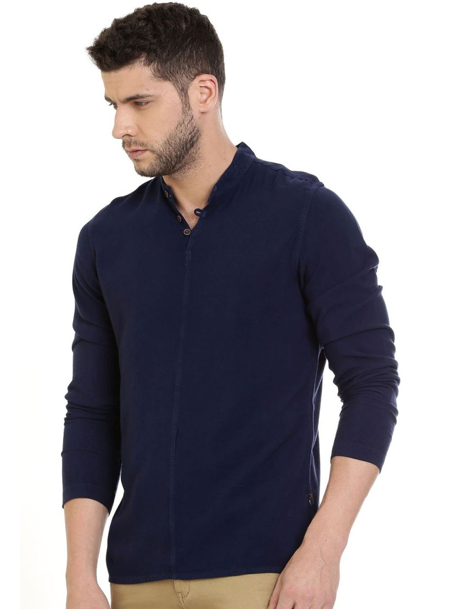 Identiti Blue Tapered Fit Short Kurta