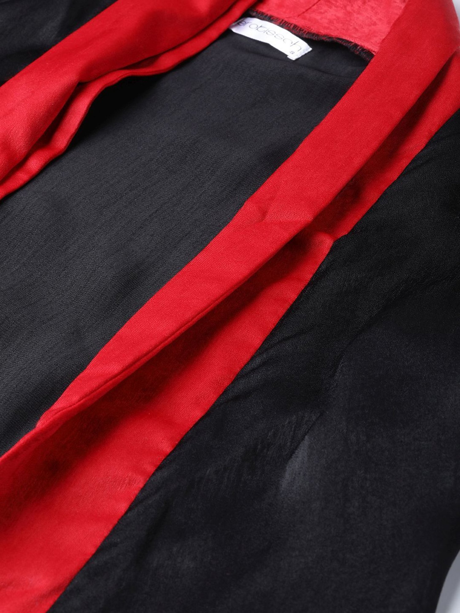 Erotissch Black Solid Shawl Neck Robe