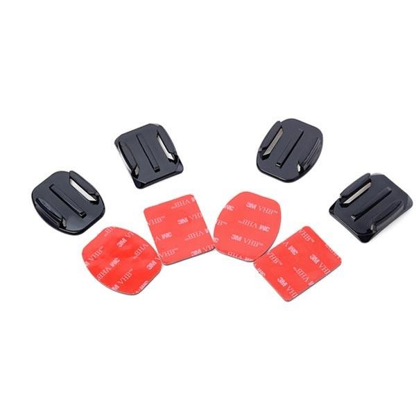 2 Flat and 2 Curved Adhesive mounts With 3M Adhesive Pads For Gopro Xiaomi Yi SJ4000