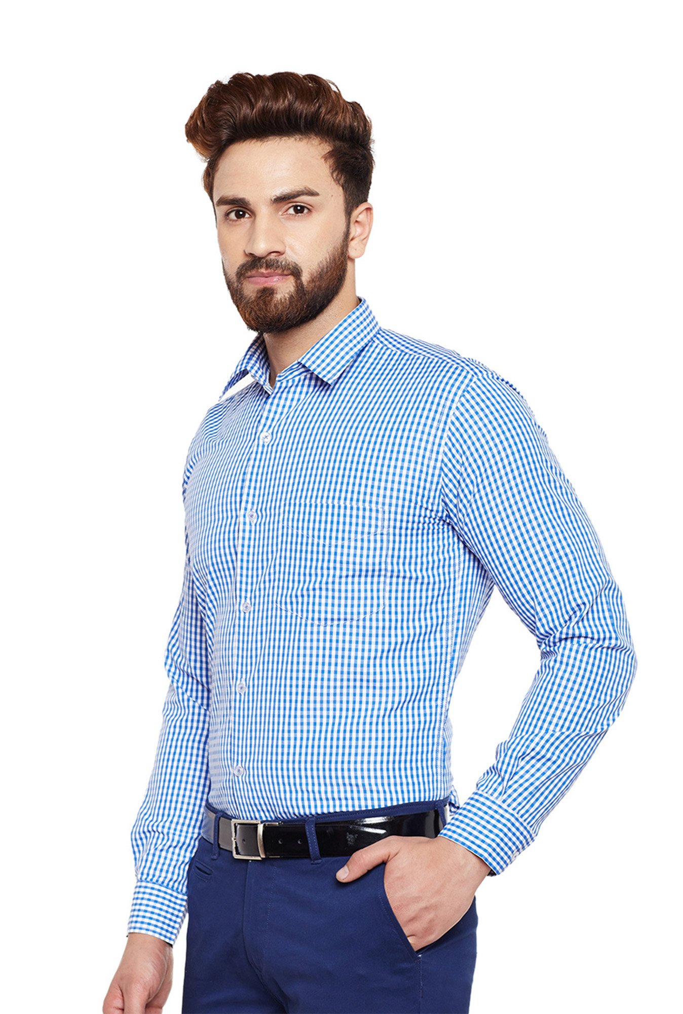 Hancock Blue Full Sleeves Slim Fit Shirt